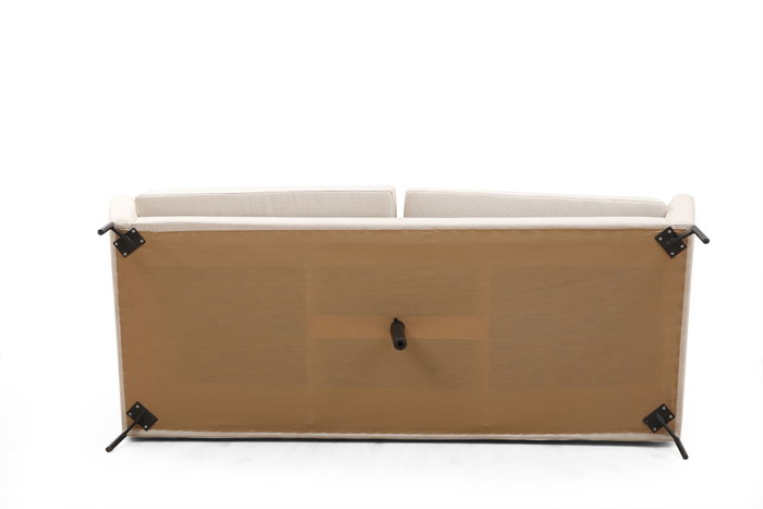 Atelier Del Sofa Sofá de 3 Plazas Crema 214x90x84 cm Tapizado Poliéster Patas Metálicas